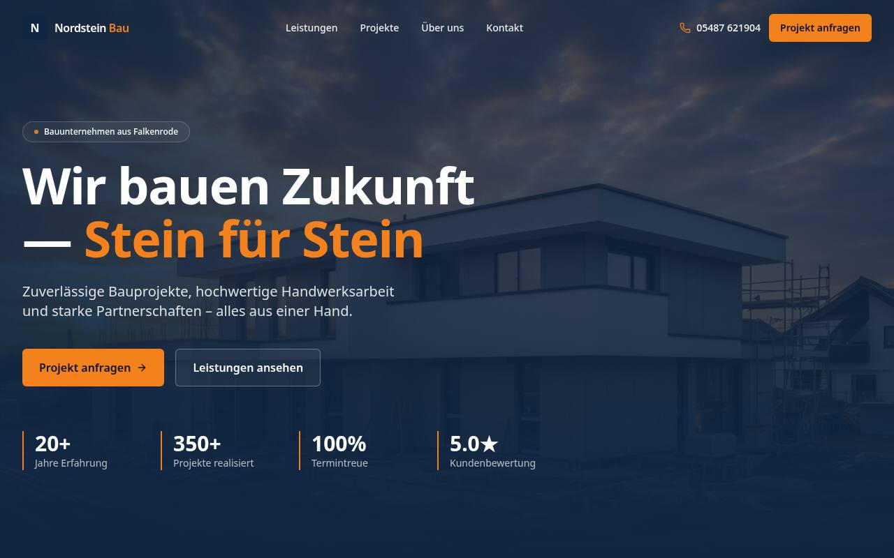Vorschau der Demo-Website Nordstein Bau